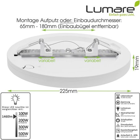 Lumare LED Plafonnier 18 W...