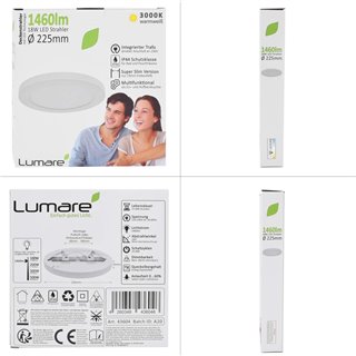 Lumare LED Plafonnier 18 W extra plat rond 1460 lm 225 mm remplace 120 W IP44