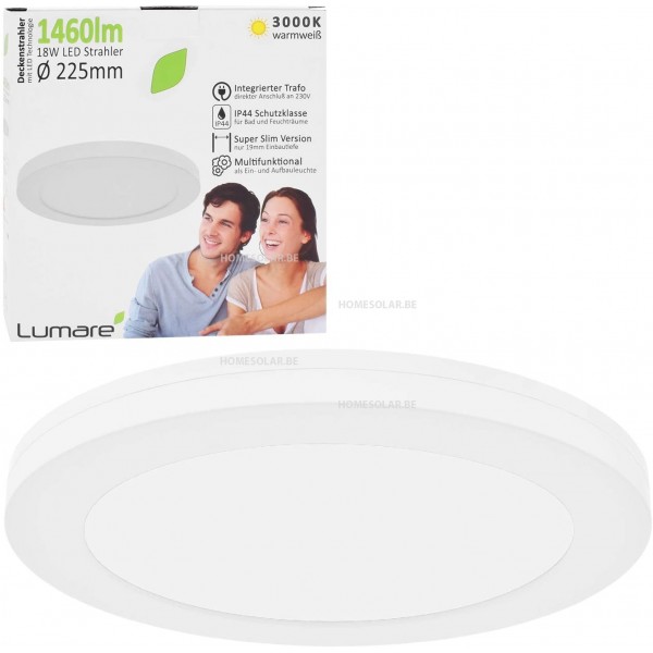 sans montage en surface blanc chaud 1400lm remplace 120W Lumare LED plafonnier 18W salon salle de bain cuisine détecteur de mouvement IP44 extra plat 225mm rond 