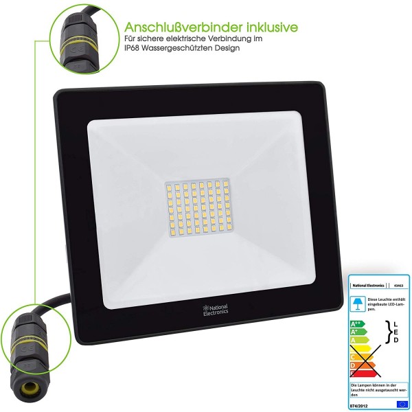 Projecteur LED extérieur IP65 mince éclairage de jardin tables enseignes de  magasins haute luminosité 50W 3000K