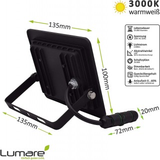 LUMARE projecteur LED 20W IP65 2200Lumens